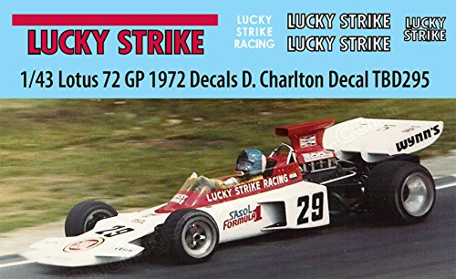1/43 Lotus 72 GP 1972 Calcomanías D Charlton British Decal TBD295