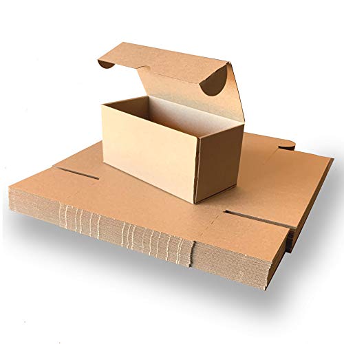 25 unidades | Caja de cartón 22x10,5x10 centímetros automontable resistente para envíos postales, correo, organización, almacenaje o regalo.