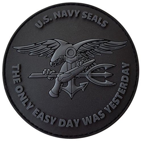 2AFTER1 All Black ACU US Navy Seals The Only Easy Day Was Yesterday DEVGRU Subdued Morale PVC Fastener Patch