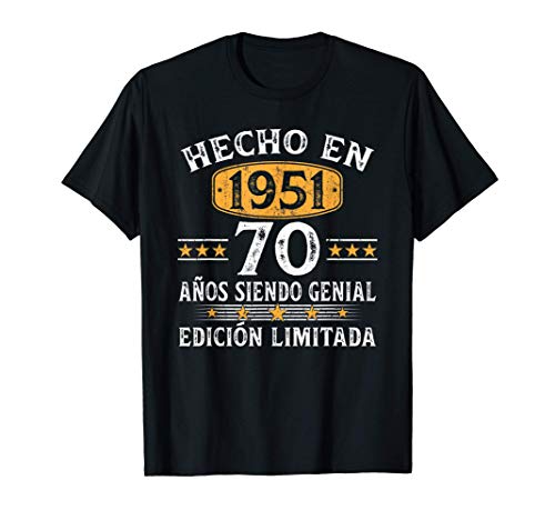 70 Años Cumpleaños Regalo Para Hombre Mujer Hecho En 1951 Camiseta