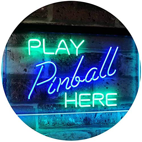 ADV PRO Pinball Room Play Here Display Game Man Cave Décor Dual Color LED Enseigne Lumineuse Neon Sign Vert et Bleu 400 x 300mm st6s43-i2619-gb