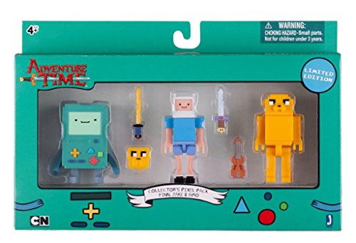 Adventure Time 14609 – Pack de Figuras Collector Pixel de BMO, Finn, Jake con Accesorios, 7 cm