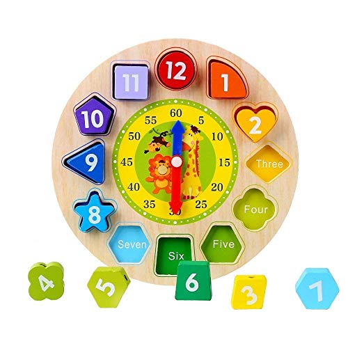 Afunti Toy Reloj Puzle - Juguete Educativo De Madera para Aprender Las Horas,Relojes de Aprendizaje,Reloj De Rompecabezas para Niños