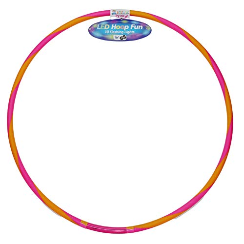 alldoro 63032 Hoop Fun - Aro de 66 cm de diámetro con 10 Luces LED, Deportivo para Deportes, Fitness y Gimnasia, para niños a Partir de 4 años y Adultos, Color Rosa y Naranja