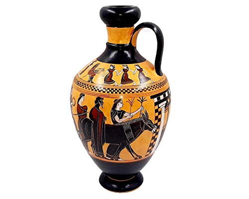 Amasis Lekythos 31cm, Negro Figura cerámica, de boda, Museo Réplicas