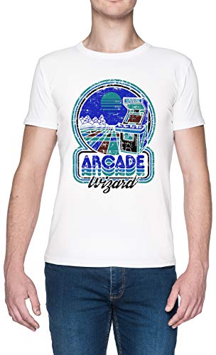 Arcade Wizard Blanca Hombre Camiseta Tamaño S White Men's tee Size S
