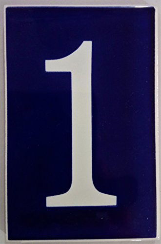 ARTESANÍA ROCA Números de azulejo cerámico Valenciano. Modelo Azul Ibero. Medidas 10cm Alto x 6.5cm Ancho. Muy Decorativo y de Calidad (1)