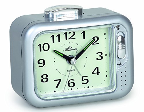 Atlanta Reloj despertador para personas mayores con campana sonido alto analógico plateado 1942–19