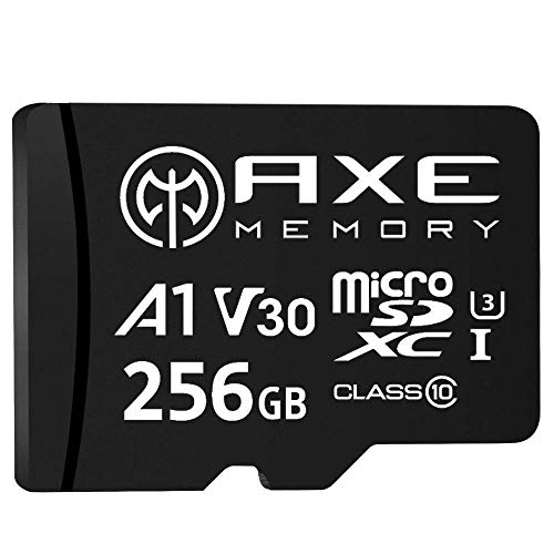 AXE Tarjeta de memoria microSDXC de 256 GB + adaptador SD con rendimiento de aplicación A1, V30 UHS-I U3 4K
