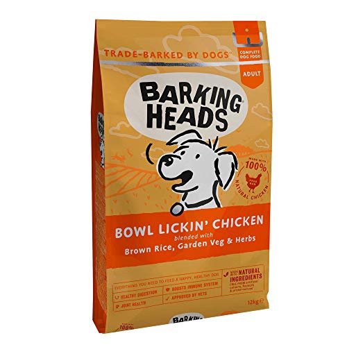 Barking Heads Comida Seca para Perros - Bowl Lickin' Chicken - Pollo 100% natural sin aromas artificiales, Ayuda a mejorar la digestión y la salud de las articulaciones, 12 kg