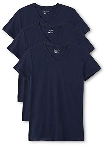 Berydale BD158 Camiseta de manga corta con cuello de pico, Azul, XS, Pack de 3