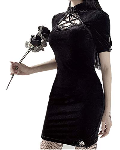 Blakfaaasn Vestido sexy estilo bolero gótico steampunk, manga larga, cuello alto, para mujer