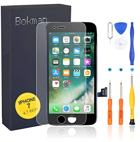 Bokman LCD Pantalla para iPhone 7, Táctil LCD Reemplazo con Herramientas de Reparación(Negro)