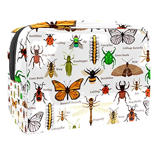 Bolsa de maquillaje con diseño de mariposa, mariquita, abeja, picardías, hormigas, araña, organizador de cosméticos, multifunción, bolsa de aseo impermeable con cremallera para mujer