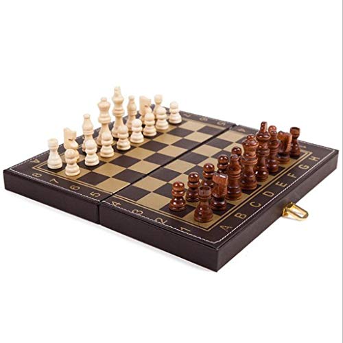 Bzsm Tablero de ajedrez portátil de Piel for Creative Juego de ajedrez Juego de Mesa Plegable portátil de Regalo Premium cumpleaños de la Navidad (tamaño : L)