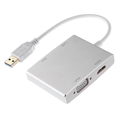 Cablecc USB 3.0 a DVI VGA HDMI HDTV Tarjeta gráfica externa y LAN Ethernet RJ45 adaptador de red