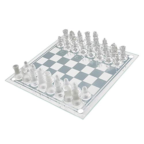 Caja de ajedrez, tablero de juegos educativo, juego de ajedrez, material de cristal, con tablero de ajedrez y figuras de ajedrez, juguete educativo ligero para niños y adultos, transparente