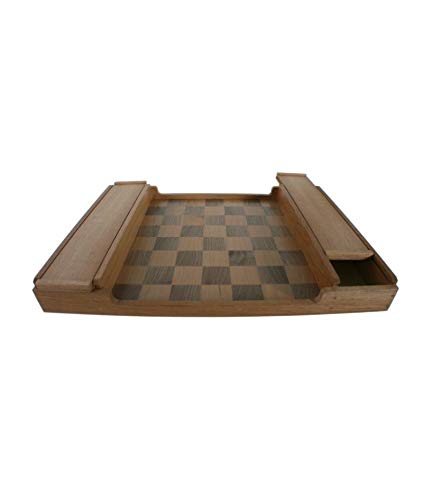 CAL FUSTER - Tablero para Juego de ajedrez en Madera Maciza de Cedro y Nogal con Guarda fichas. Medidas: 44x32 cm.