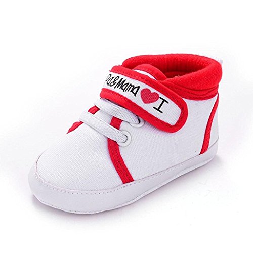 Calzado Auxma Infantil del bebé del niño de la Muchacha del Muchacho Sole Suave Zapatilla de Deporte para niños pequeños (0-6 Meses, Rojo)
