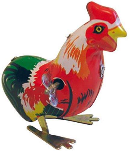 CAPRILO Lote de 6 Juguetes Decorativos de Hojalata Gallo Animales de Cuerda Juguetes y Juegos de Colección. Regalos Originales. Detalles Bodas y Eventos.