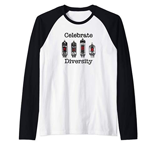 Celebrate Diversity, Divertido tubo de vacío Amp de válvulas Camiseta Manga Raglan