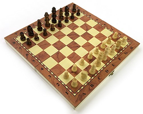 Chess Set Fold Away Board Quality Handmade Wooden Pieces Complete FIDE Compliant Stimulate Your Brain Exercise Your Mind 24 cm 240 mm 10 inch