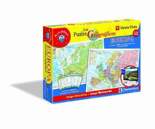 Clementoni- Puzzle Geografico Europa-Vicens Vives, 104 Piezas + Juego Webcam (65294.5)