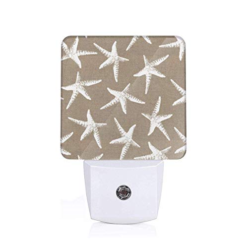 Coastal White Starfish Plug in Night Light Auto Dusk to Dawn Sensor LED Night Lights for Bedroom Kitchen UK