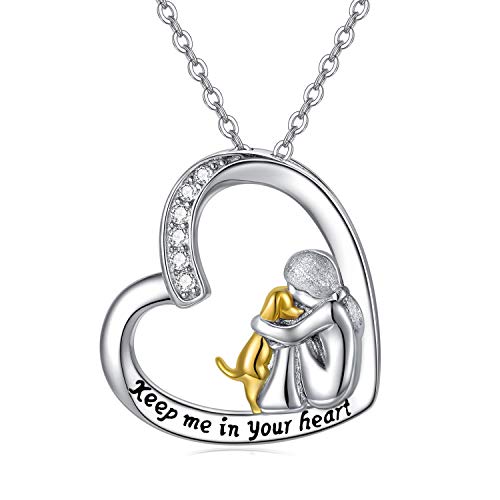 Collar de perro de plata de ley 925 con colgante de corazón de recuerdo para mascotas, regalos conmemorativos de perro, joyería temática para mujeres, adolescentes, niñas, niños y madres