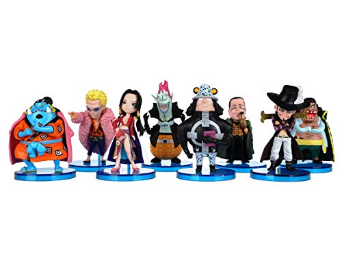 CoolChange Set de One Piece de 8 Mini Figuras Chibi de One Piece de Dracule Mihawk, Jinbe, Sir Crocodile, Donquixote Doflamingo etc.