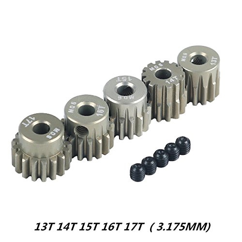Crazepony-UK M0.6 3.175mm 13T 14T 15T 16T 17T 0.6 Module Pinion Motor Gear for 1/8 1/10 RC Off-Road Buggy Monster Truck Brushed Brushless Motor