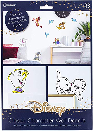 Disney - Adhesivos decorativos para pared, diseño de personajes clásicos, 23 adhesivos extraíbles e impermeables
