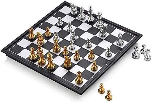 DJRH Conjunto de ajedrez, ajedrez de Viaje con Tablero de ajedrez Plegable para niños y Adultos Checkers Backgammon International Chess Board Games Juego