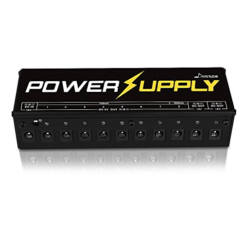 Donner DP-1 Fuente de alimentación para pedal de Guitarra, 10 salidas aisladas de 9V/12V/18V, indicador LED, cables incluidos