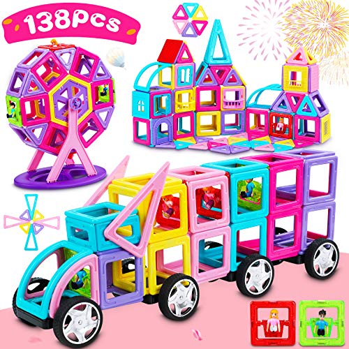 Dookey 138 PCS Bloques Magnéticos 3D, Bloques Magneticos Magneticos, Juguetes Construcciones Magneticas para Niños, Juguete Educativo y Creativo para Niños Adultos Regalo de Cumpleaños y Fiestas