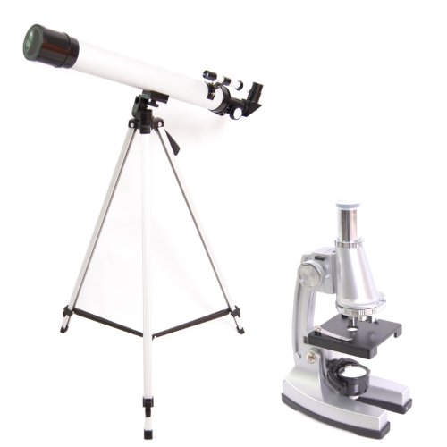 DynaSun TWMP0406 Set de Estudiante de Ciencias Avanzado Telescopio y Microscopio de la Escuela de Descubrimiento mag:900x