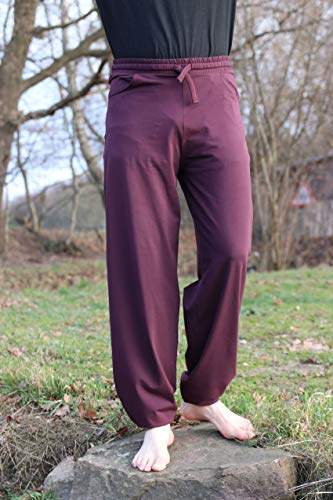 ESPARTO Pantalones de yoga Sitaara para hombre y mujer, estilo boyfriend, de algodón orgánico (berenjena, L)