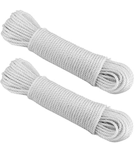 EUROXANTY® Cuerda para Tender Ropa | Resistente y Duradera Azoteas y Campings | Cuerda De Acampada Blanca 20 m x2