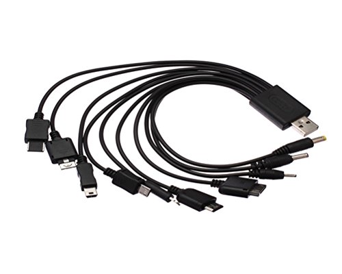 fablcrew 10 en 1 universal usb cargador cable portátil multifuncional para múltiples teléfonos celulares Negro