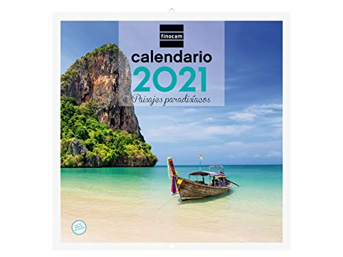Finocam - Calendario de pared 2021 Escribir Imágenes 30x30 Paisajes paradisíacos Español