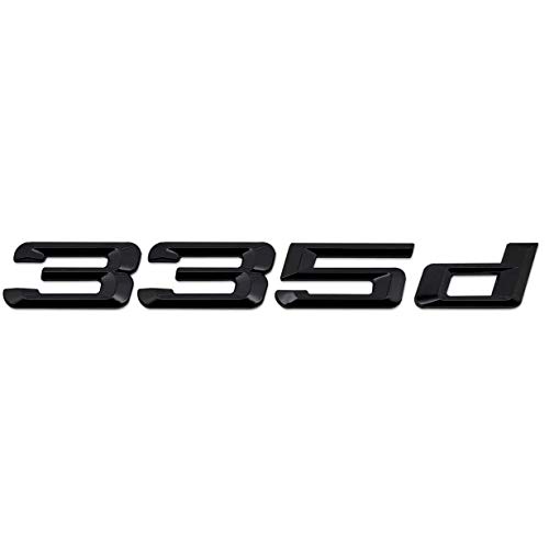 FNWD Negro Brillante 335d Emblema de la Insignia de la Bota Trasera Número Letra Compatible para 3 Series E36 E46 E90 E91 E92
