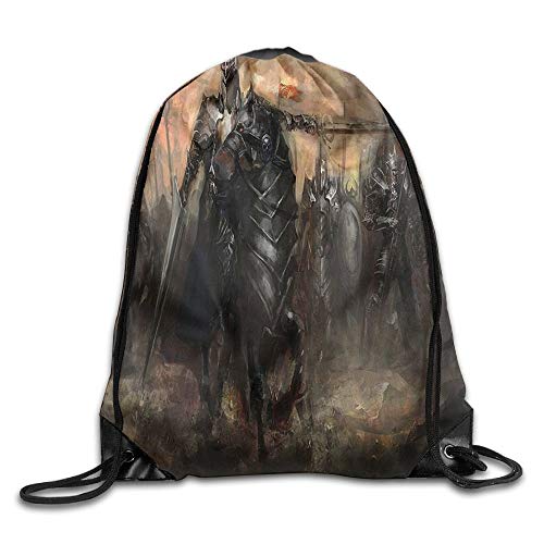 FULIYA Grey Fantasy World by King with Armor Leading His Army In War Evil and Good Ancient City Illustration Drawstring Bags Leisure Gym Backpack Drawstring Shoulder Bag Backpack String Bags