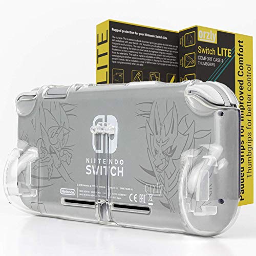 Funda para la Nintendo Switch Lite – Comfort Grip Case, Carcasa Protectora con puños de Mano Rellenos Integrados para la Parte Posterior de la Consola Switch Lite, con Soporte Plegable - Transparent