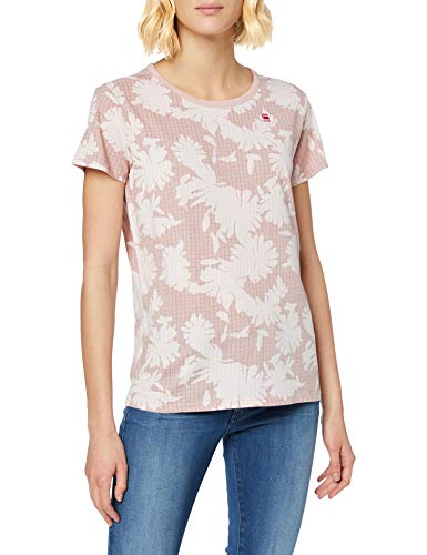 G-STAR RAW Gyre Straight Fit Camiseta, Multicolor (Lt Bleach Pink/Dk Gingeao C224-b343), S para Mujer