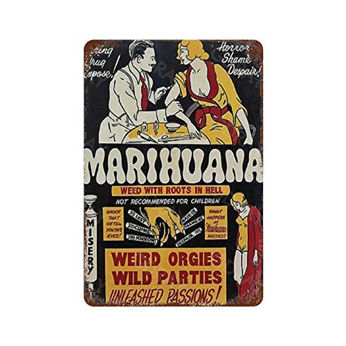 GDRAY Placa de metal de 1930 con marihuana antidrogas, diseño vintage de marihuana de marihuana de los años 30, regalo para hombre, cuevas, bares, pubs, cervezas, decoración de pared
