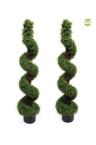 GreenBrokers 2 árboles en Espiral de Madera de boj Artificiales de 120 cm
