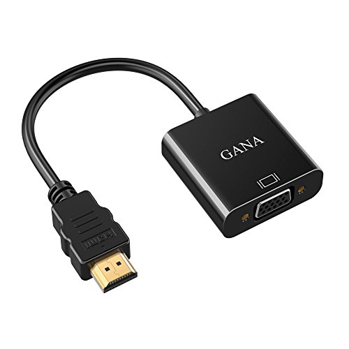 HDMI a VGA, GANA Gold-Plated HDMI a VGA Converter 1080P HDTV compatible con cable de salida de audio de 3,5 mm y Micro USB Power Cable - Negro