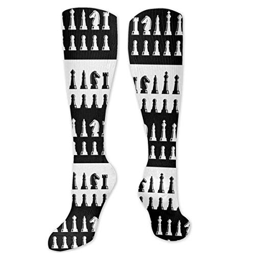 heefan Calcetines altos hasta la rodilla para hombres y mujeres juego de ajedrez piezas medias de manguera