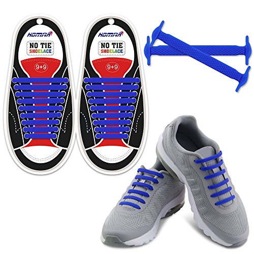 Homar sin corbata Cordones de zapatos para niños y adultos Impermeables cordones de zapatos de atletismo atlética de silicona elástico plano con multicolor de los zapatos del tablero Sneaker boots (Adult Size Dark Blue)