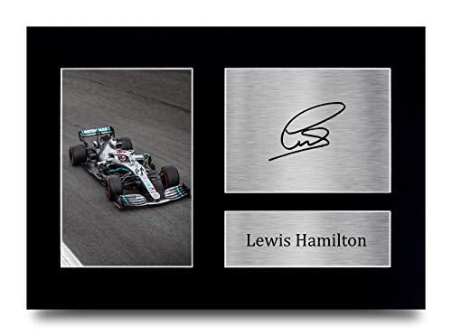 HWC Trading Lewis Hamilton A4 Sin Marco Regalo De Visualización De Fotos De Impresión De Imagen Impresa Autógrafo Firmado por Fórmula F1 Uno Ventiladores